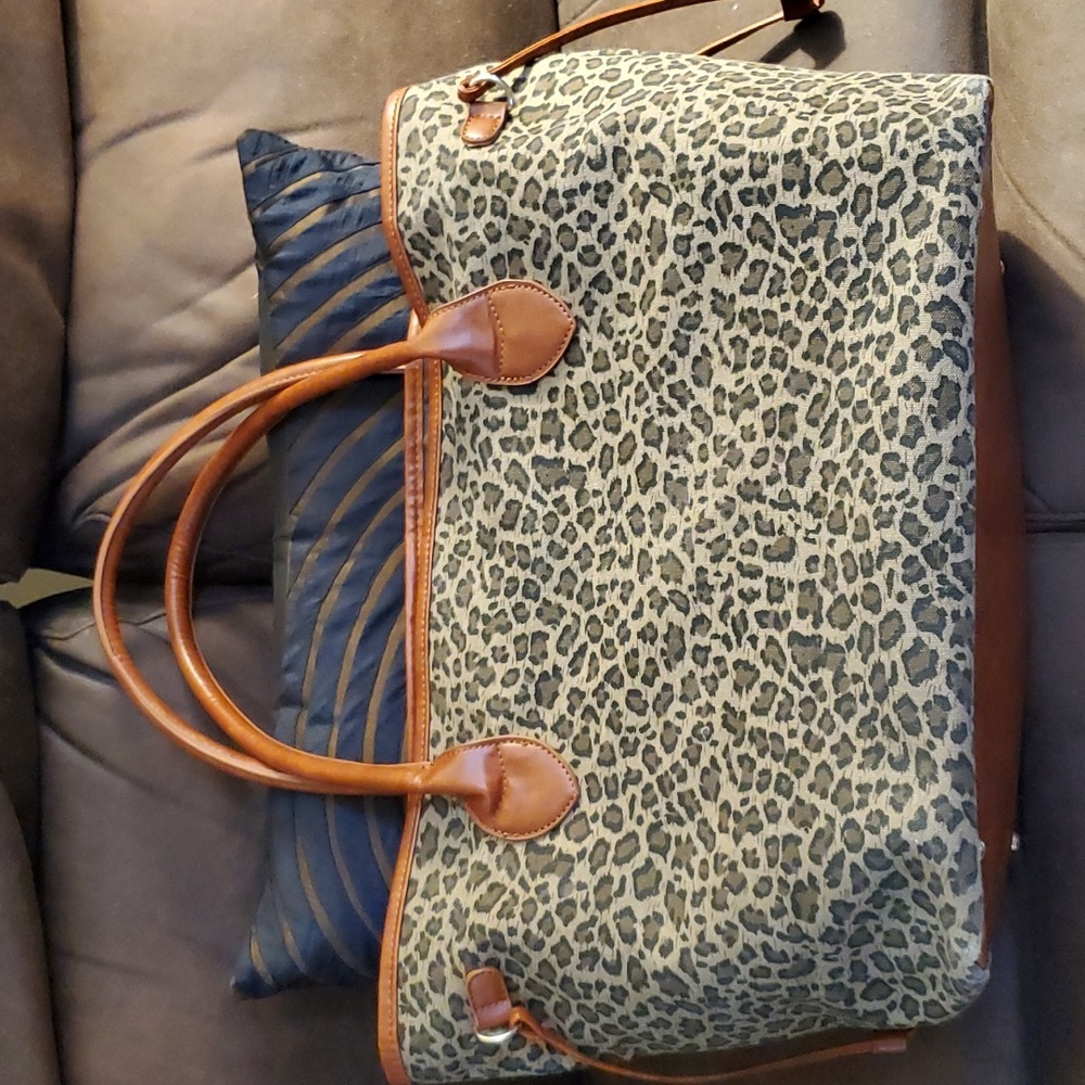 CURATED BY RUA'H KIBRIYA: 6" W x 8" L ×13" D Animal Print Canvas Carry-All